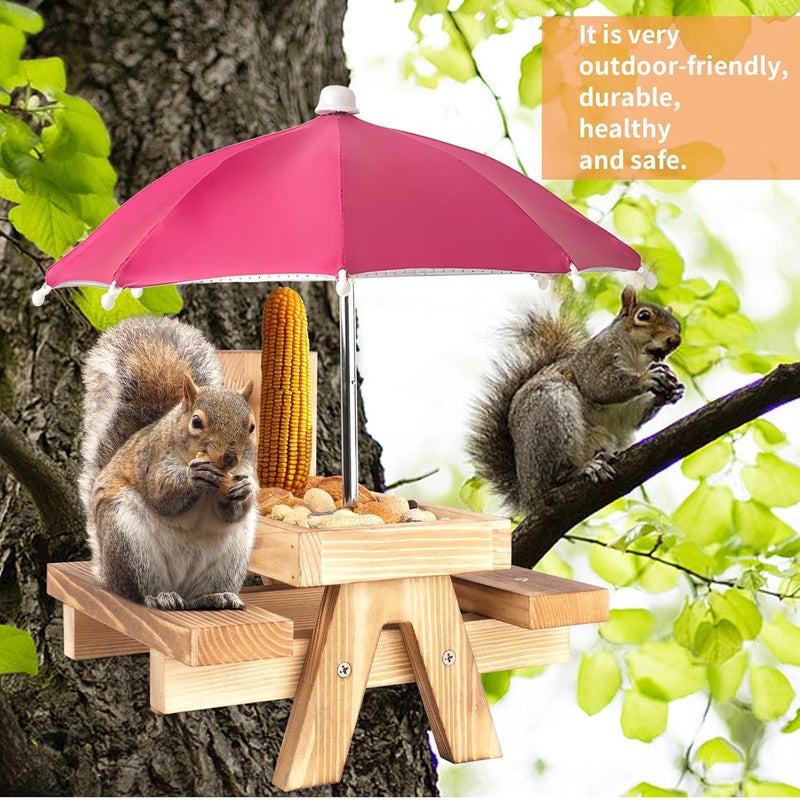 Gnodry Squirrel Picnic Table Feeder Replacement Mini Umbrella for Outside (Dark-Pink) - Image 5